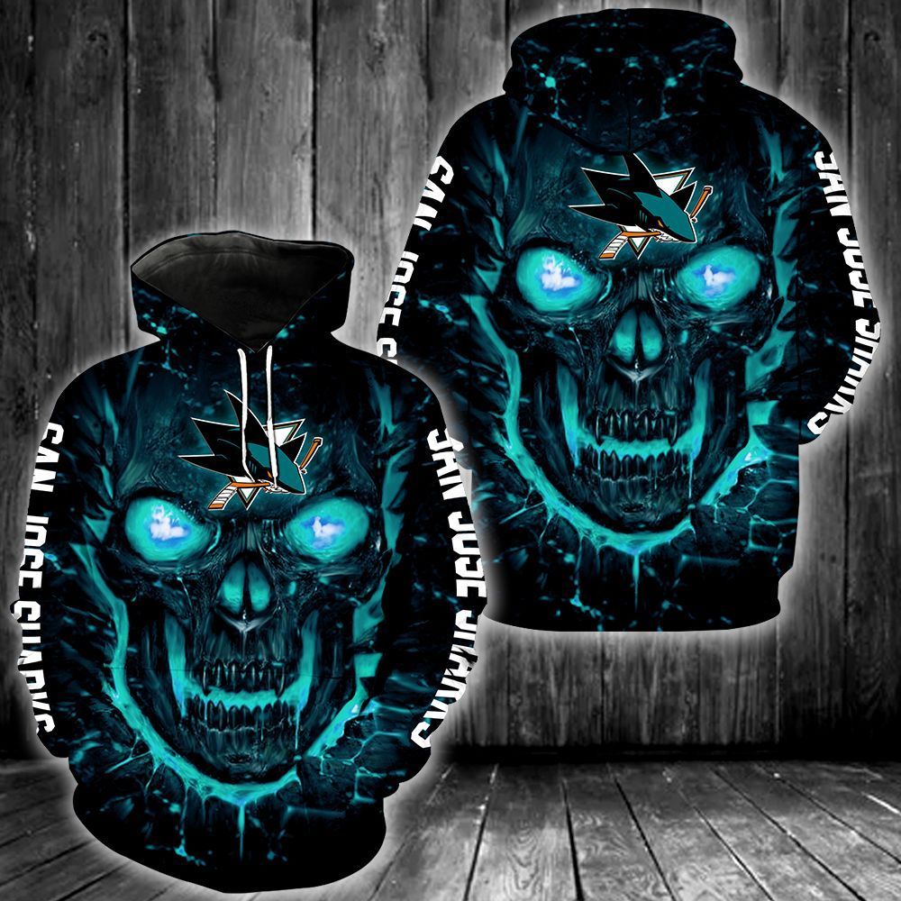 San Jose Sharks Skull 3D All Over Printed Sweatshirt, Hoodie, Zip Hoodie | Nhl Special Edition Fan Gear For Men, Women