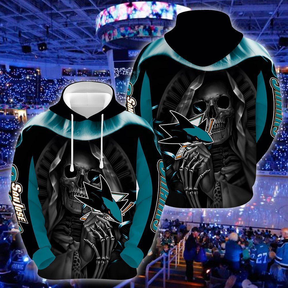 San Jose Sharks Skull 3D All Over Printed Sweatshirt, Hoodie, Zip Hoodie | Nhl Special Edition Fan Gear For Men, Women