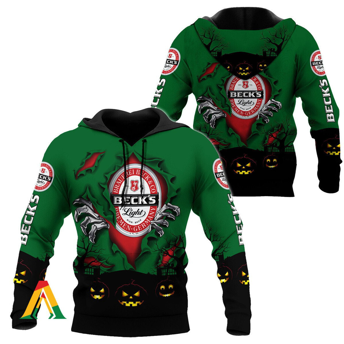 Scary Night Halloween Beck's Beer 3D All Over Printed Sweatshirt, Hoodie, Zip Hoodie | Special Edition Fan Apparel For Men, Women