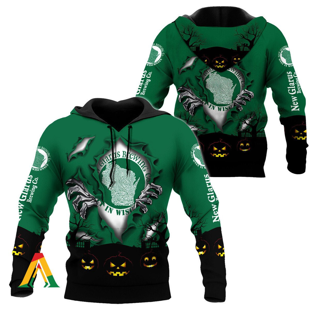 Scary Night Halloween New Glarus Brewing 3D All Over Printed Sweatshirt, Hoodie, Zip Hoodie | Special Edition Fan Apparel For Men, Women