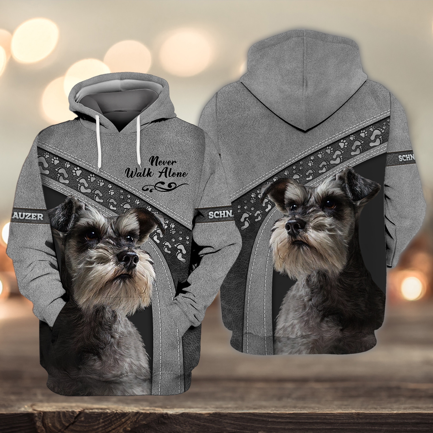 Schnauzer Dog Never Walk Alone 3D All Over Printed Sweatshirt, Hoodie, Zip Hoodie | Fan Apparel For Men, Women