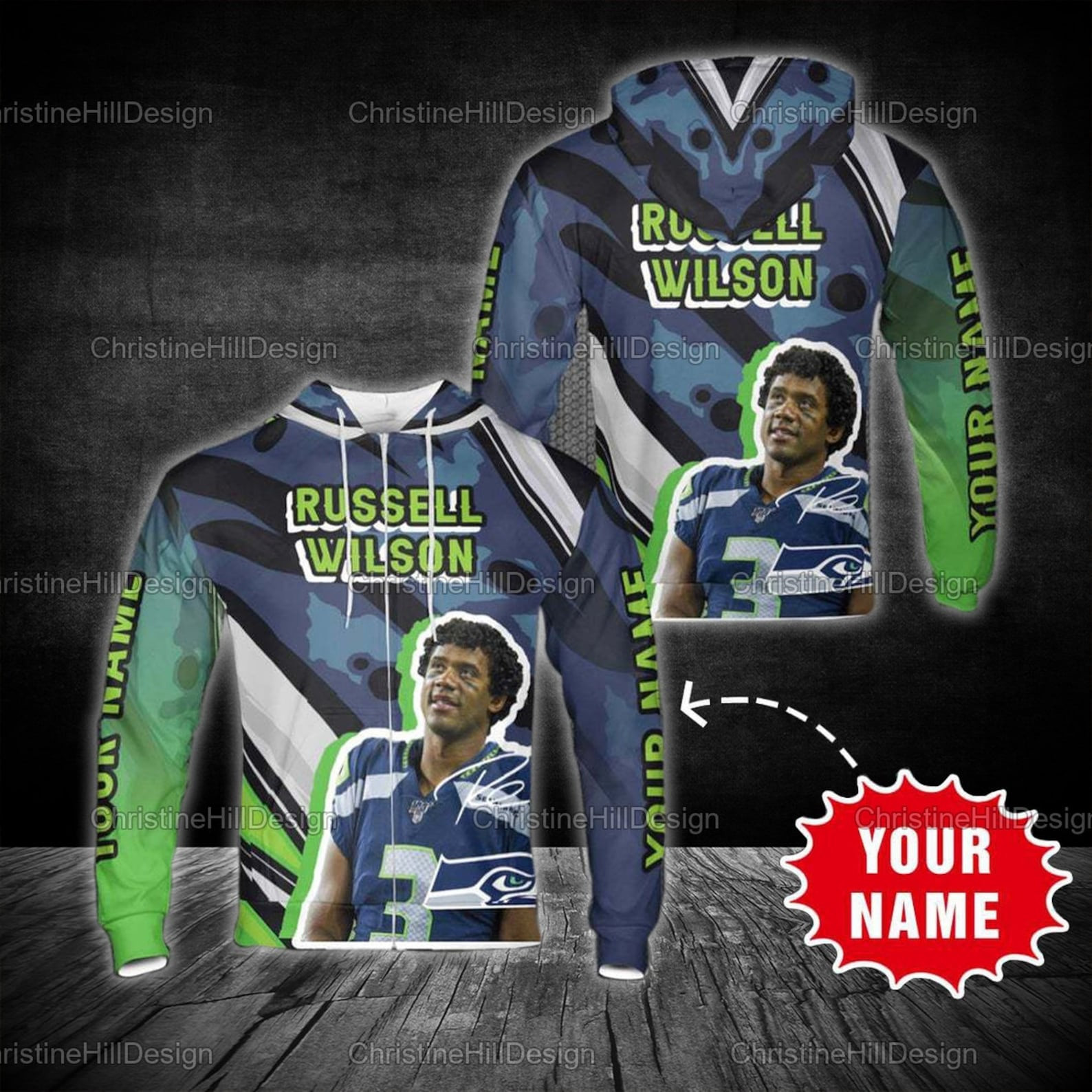Seattle Seahawks Russell Wilson 3D All Over Printed Sweatshirt, Hoodie, Zip Hoodie | Fan Apparel For Men, Women