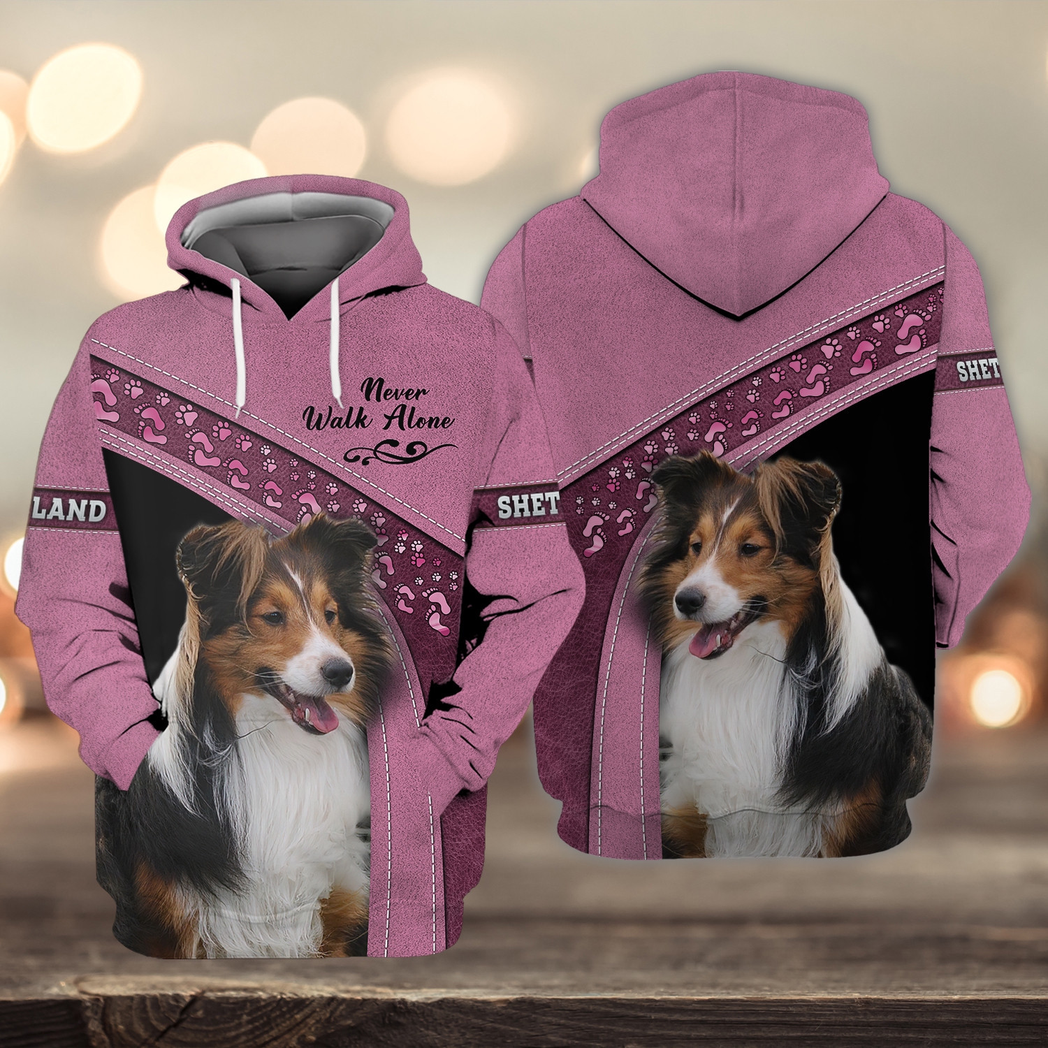 Shetland Dog Never Walk Alone 3D All Over Printed Sweatshirt, Hoodie, Zip Hoodie | Fan Apparel For Men, Women