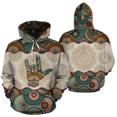 Sign Language Vintage Mandala 3D All Over Printed Sweatshirt, Hoodie, Zip Hoodie | Fan Apparel For Men, Women