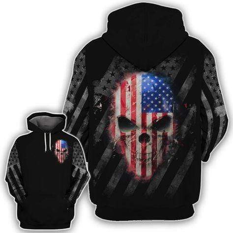Skull America Flag Art 3D All Over Printed Sweatshirt, Hoodie, Zip Hoodie | Special Edition Fan Apparel For Men, Women