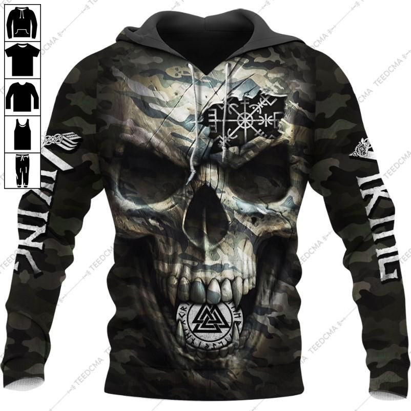 Skull Camouflage Viking 3D All Over Printed Sweatshirt, Hoodie, Zip Hoodie | Special Edition Fan Apparel For Men, Women