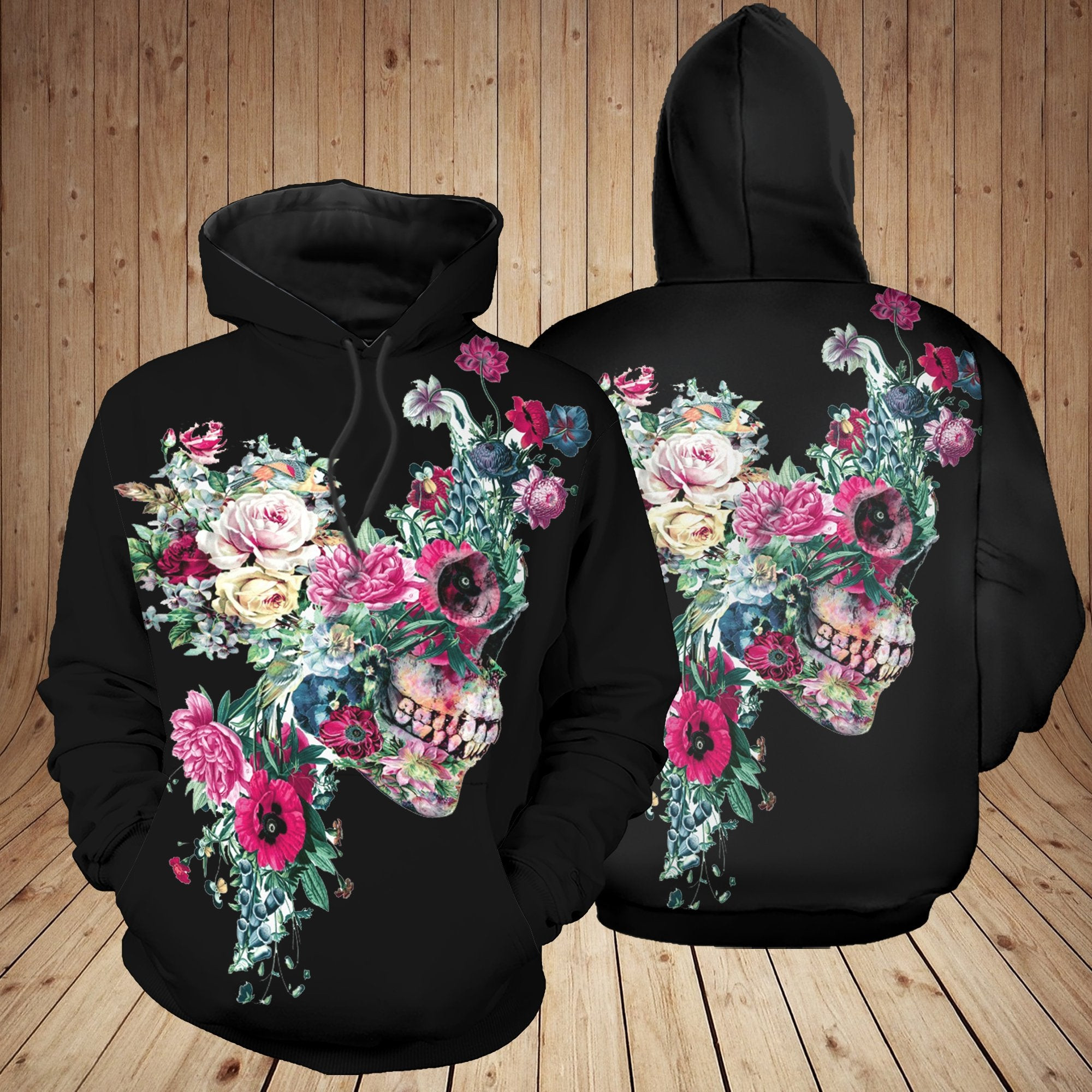 Skull Half Face Floral 3D All Over Printed Sweatshirt, Hoodie, Zip Hoodie | Special Edition Fan Apparel For Men, Women