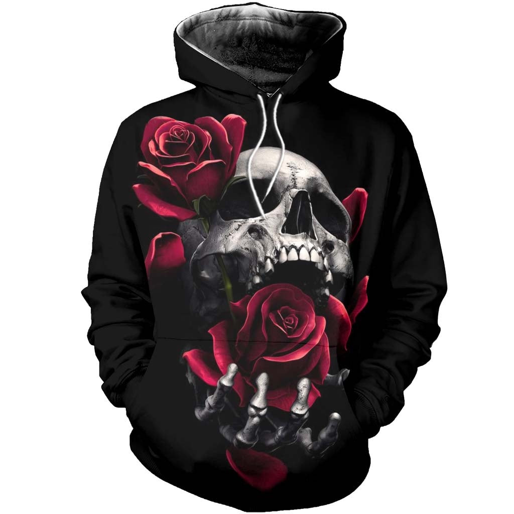 Skull Rose Black 3D All Over Printed Sweatshirt, Hoodie, Zip Hoodie | Special Edition Fan Apparel For Men, Women