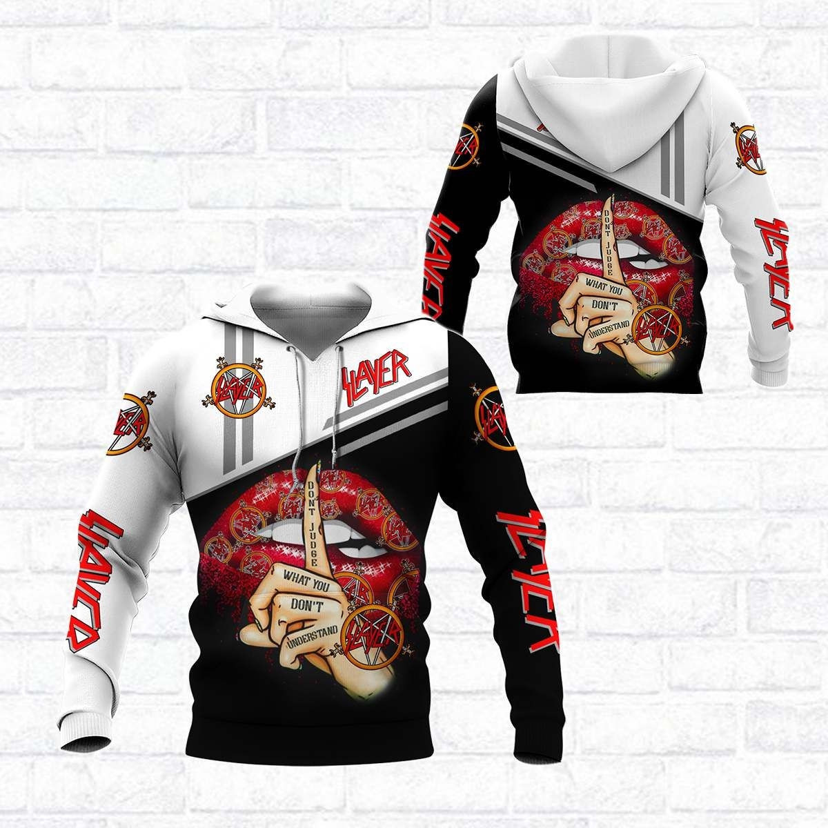 Slayer Music Band Dont Judge What You Dont Understand Black And White 3D All Over Printed Sweatshirt, Hoodie, Zip Hoodie | Fan Apparel For Men, Women