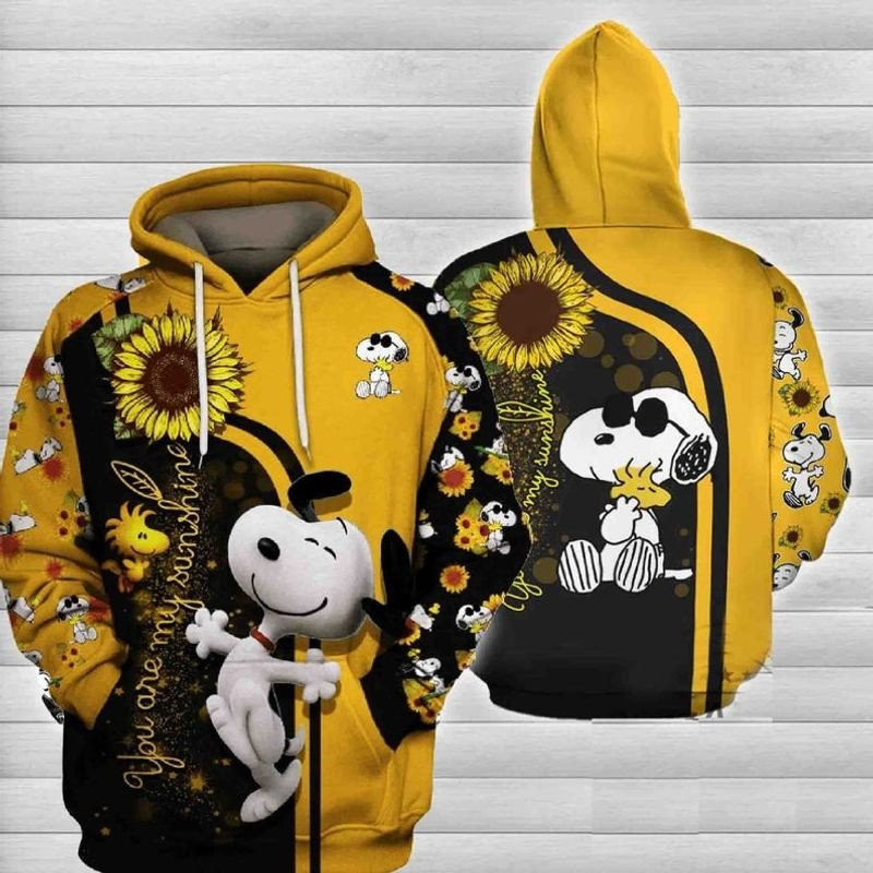 Snoopy, Friends Sunflower 3D All Over Printed Sweatshirt, Hoodie, Zip Hoodie | Special Edition Fan Apparel For Men, Women