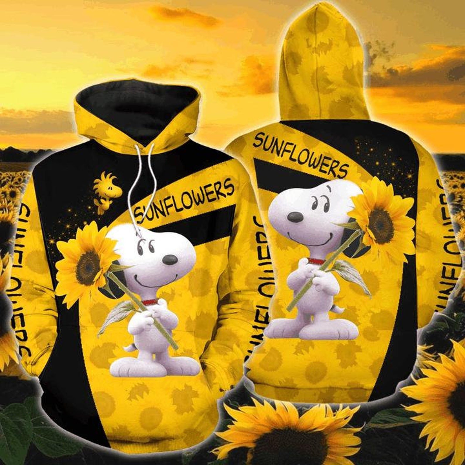 Snoopy Sunflower 3D All Over Printed Sweatshirt, Hoodie, Zip Hoodie | Special Edition Fan Apparel For Men, Women