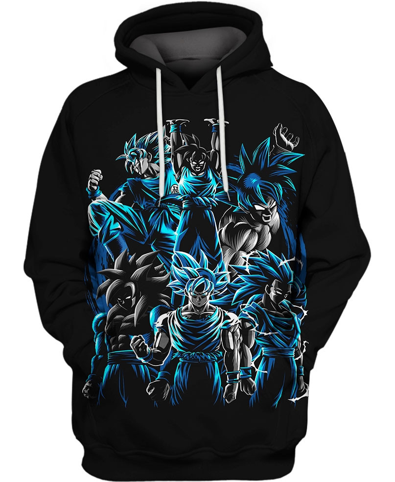 Son Goku Transformations 3D All Over Printed Sweatshirt, Hoodie, Zip Hoodie | Fan Apparel For Men, Women