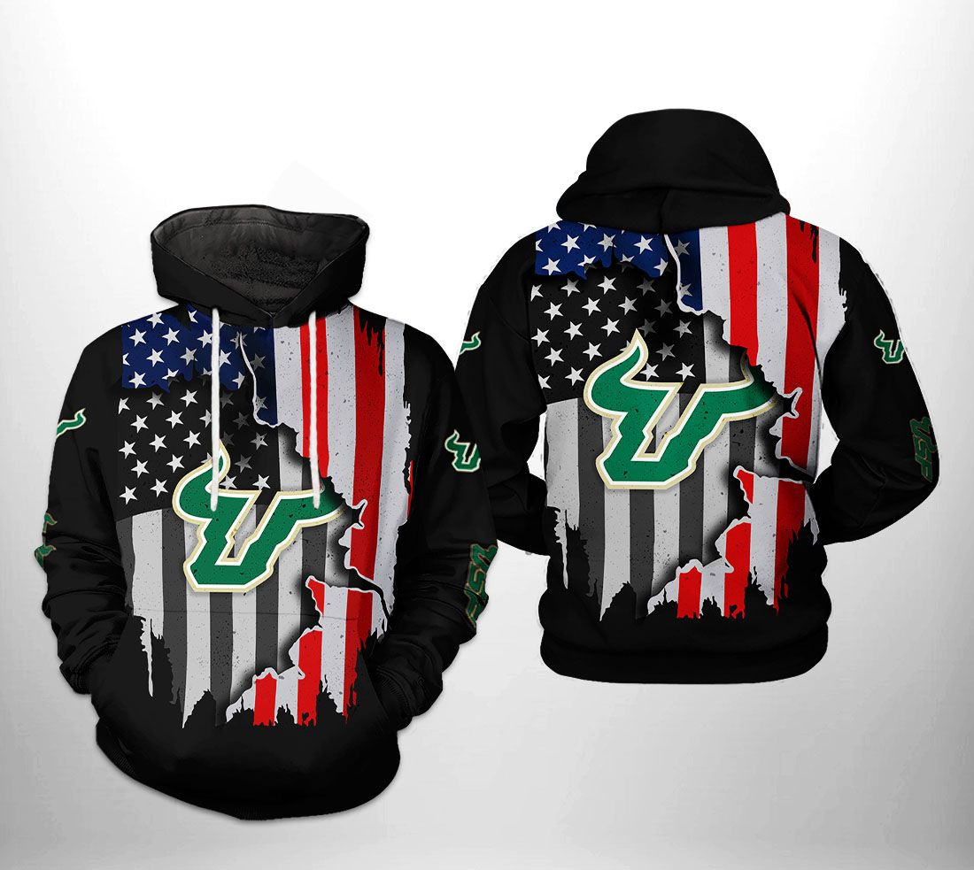 South Florida Bulls Ncaa Us Flag 3D All Over Printed Sweatshirt, Hoodie, Zip Hoodie | Nba Fan Gear For Men, Women