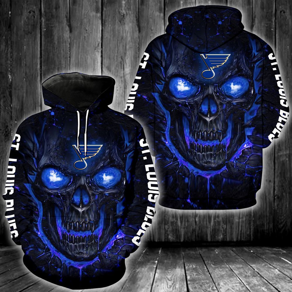 St. Louis Blues Skull 3D All Over Printed Sweatshirt, Hoodie, Zip Hoodie | Nhl Special Edition Fan Gear For Men, Women