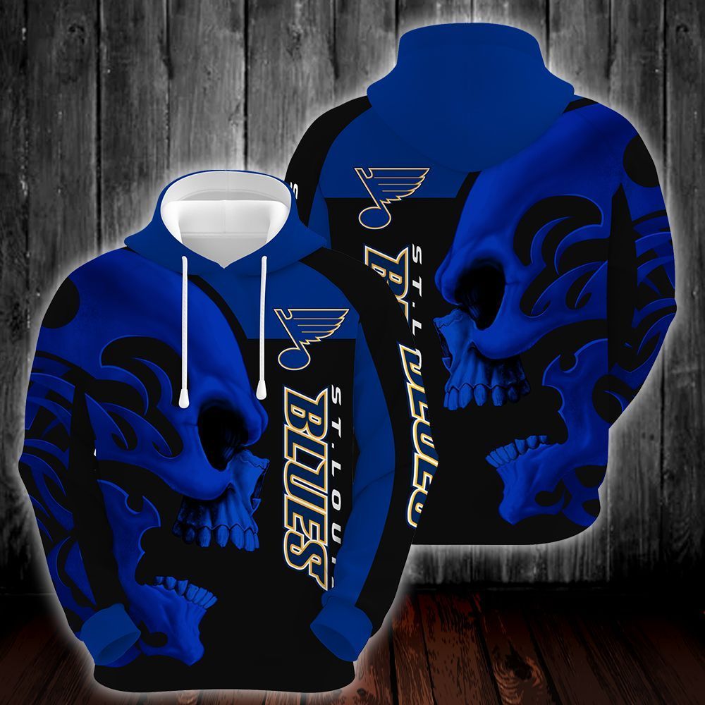 St. Louis Blues Skull 3D All Over Printed Sweatshirt, Hoodie, Zip Hoodie | Nhl Special Edition Fan Gear For Men, Women