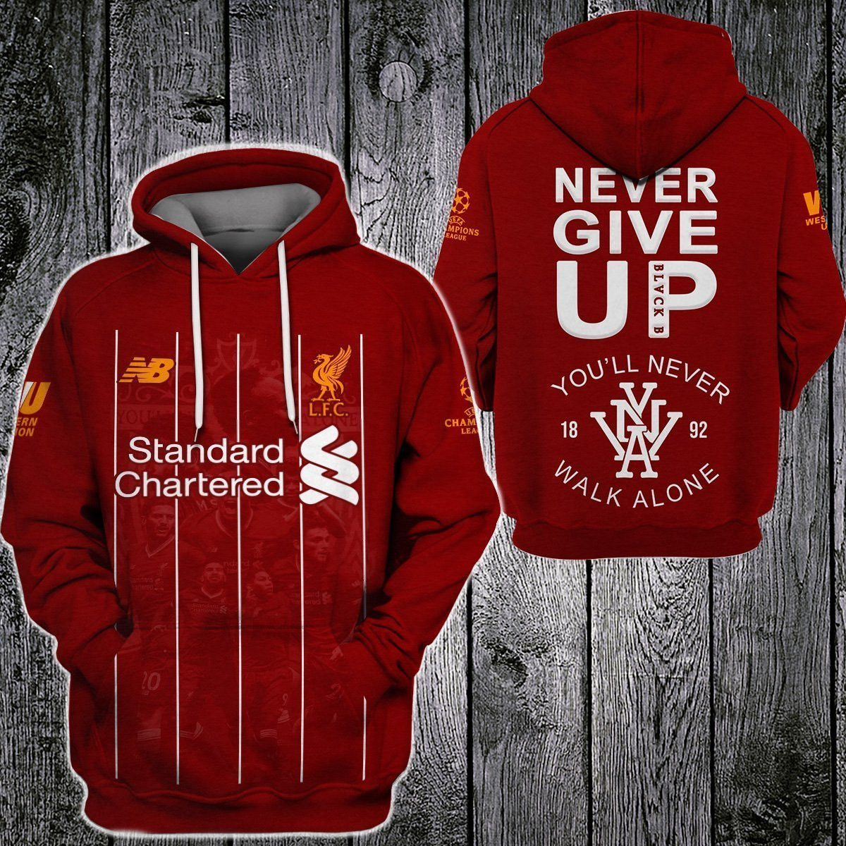 Standard Chartered Never Give Up 3D All Over Printed Sweatshirt, Hoodie, Zip Hoodie | Fan Apparel For Men, Women