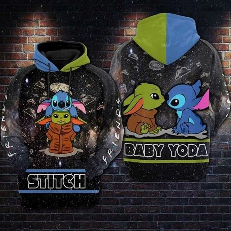 Stitch And Baby Yoda Star Wars 3D All Over Printed Sweatshirt, Hoodie, Zip Hoodie | Fan Apparel For Men, Women