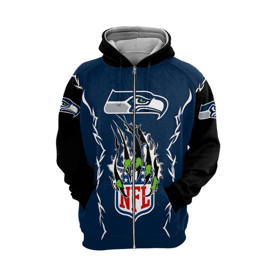 Stocktee Seattle Seahawks Claws 3D All Over Printed Sweatshirt, Hoodie, Zip Hoodie | Fan Apparel For Men, Women