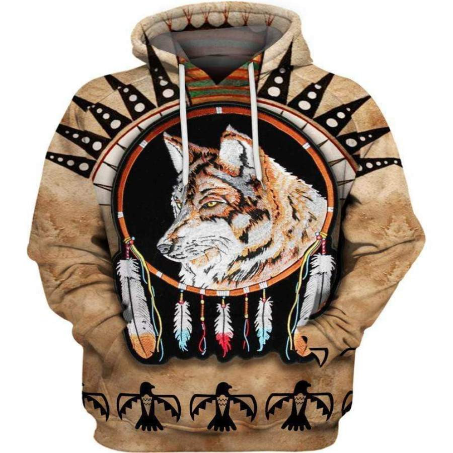 Striped Wolf Native 3D All Over Printed Sweatshirt, Hoodie, Zip Hoodie | Fan Apparel For Men, Women