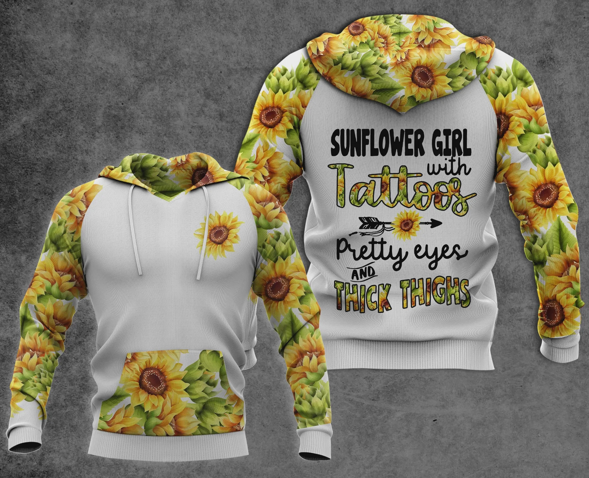Sunflower Girl With Tattoos Pretty Eyes And Thick Thighs 3D All Over Printed Sweatshirt, Hoodie, Zip Hoodie | Fan Apparel For Men, Women