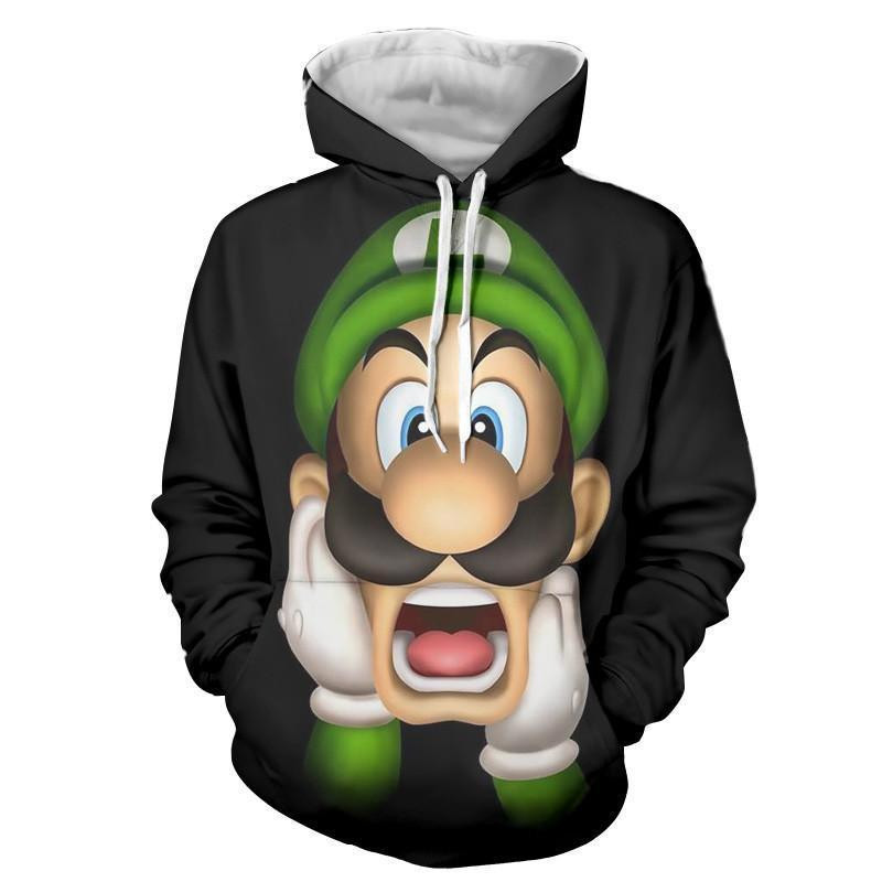 Super Mario Bros Luigi Frighten Funny 3D All Over Printed Sweatshirt, Hoodie, Zip Hoodie | Fan Apparel For Men, Women