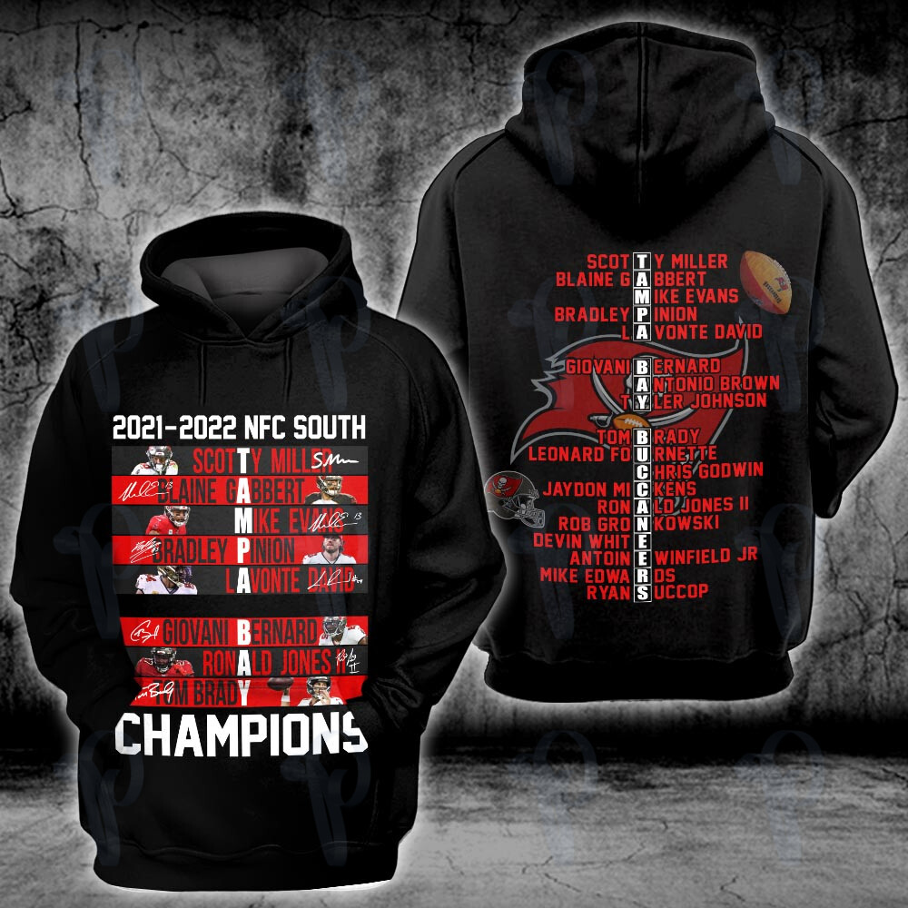 Tampa Bay Buccaneers 2021 2022 Nfc South Champions Nfl 3D All Over Printed Sweatshirt, Hoodie, Zip Hoodie | Nfl Fan Gear For Men, Women