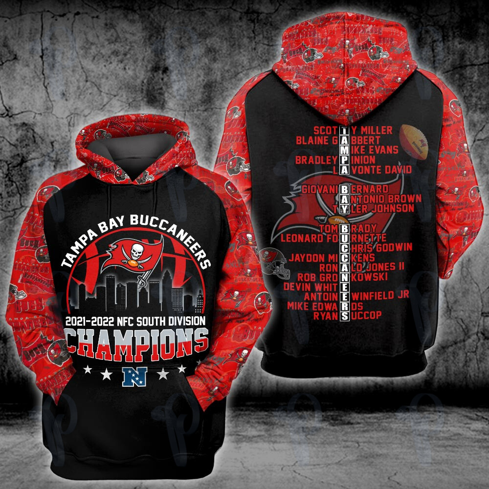 Tampa Bay Buccaneers 2021 2022 Nfc South Division Champions Nfl 3D All Over Printed Sweatshirt, Hoodie, Zip Hoodie | Nfl Fan Gear For Men, Women