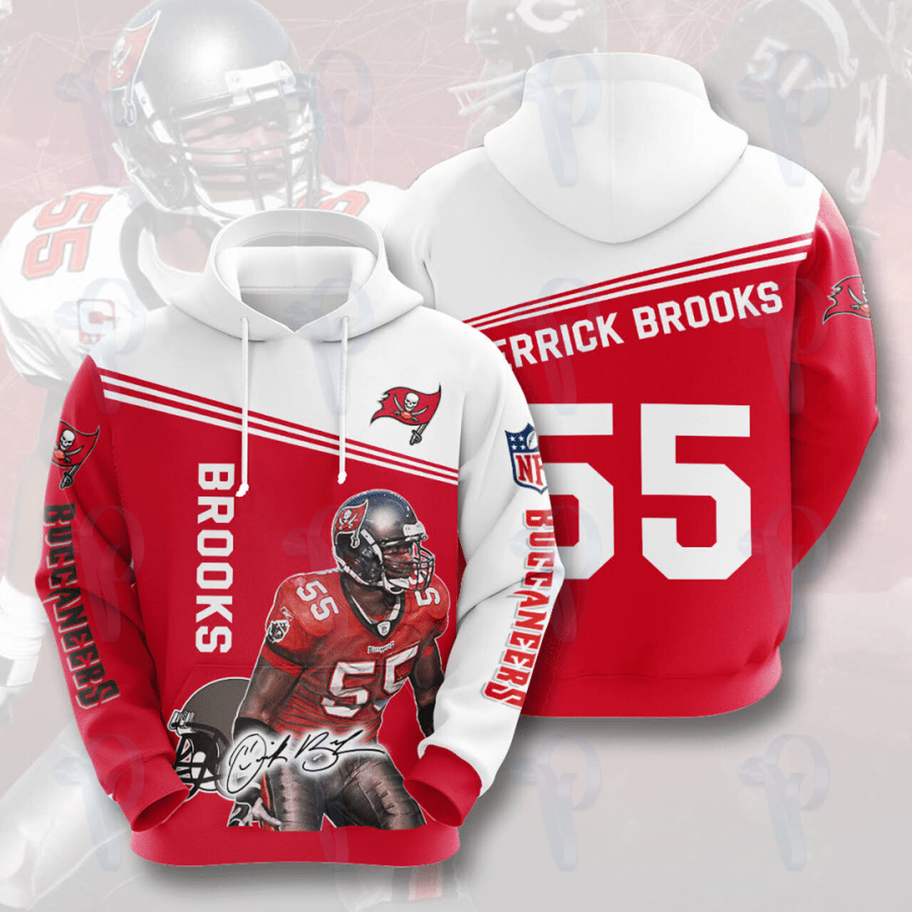 Tampa Bay Buccaneers Derrick Brooks Nfl 3D All Over Printed Sweatshirt, Hoodie, Zip Hoodie | Nfl Fan Gear For Men, Women