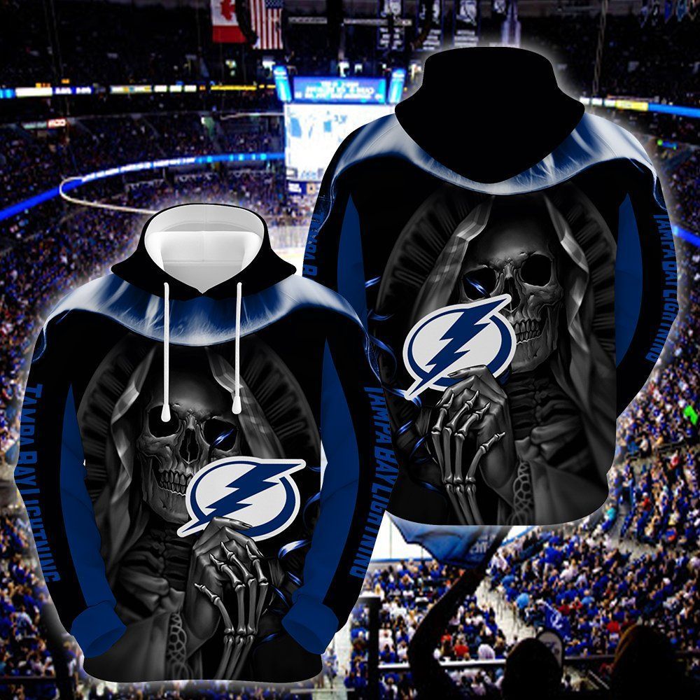 Tampa Bay Lightning Skull 3D All Over Printed Sweatshirt, Hoodie, Zip Hoodie | Nhl Special Edition Fan Gear For Men, Women