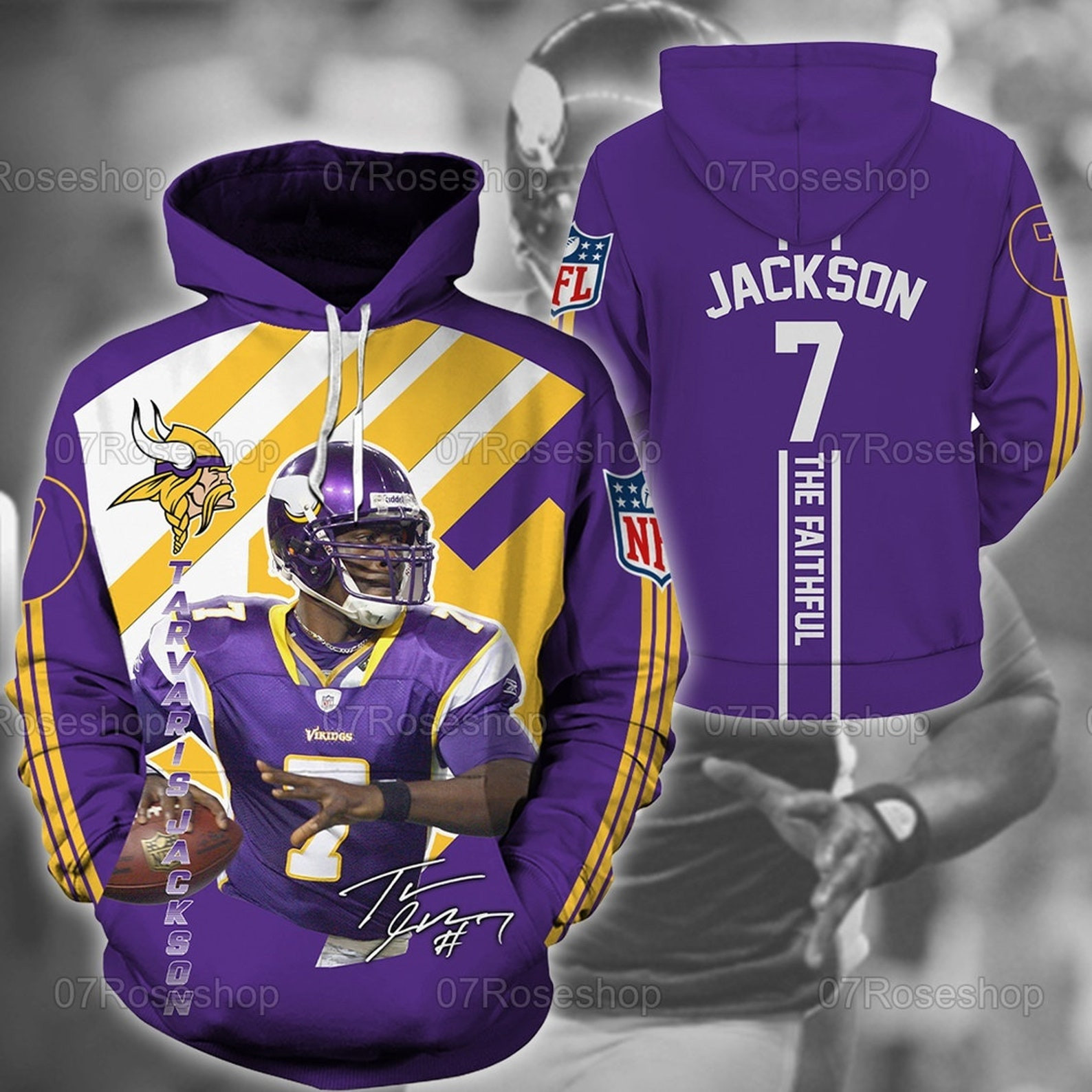 Tarvaris Jackson Minnesota Vikings 3D All Over Printed Sweatshirt, Hoodie, Zip Hoodie | Nfl Fan Gear For Men, Women