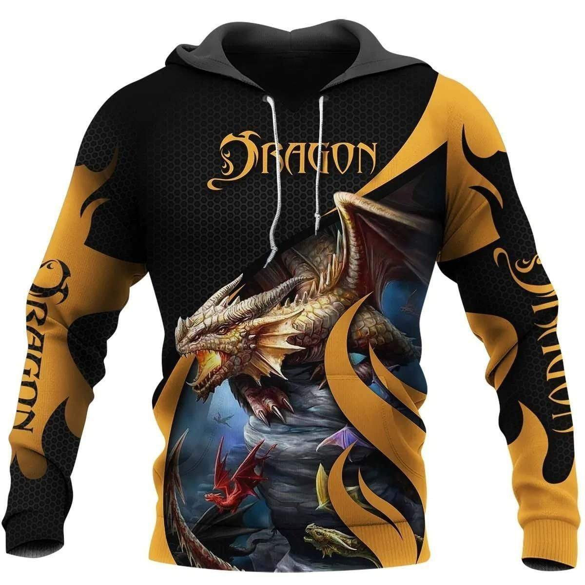 Tattoo Dragon Yellow 3D All Over Printed Sweatshirt, Hoodie, Zip Hoodie | Fan Apparel For Men, Women