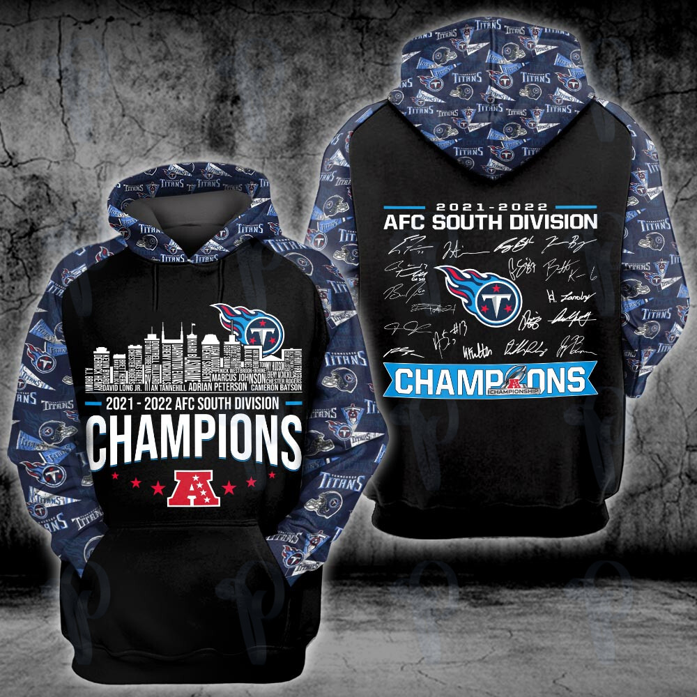 Tennessee Titans 2021- 2022 Afc South Division Champions Nfl 3D All Over Printed Sweatshirt, Hoodie, Zip Hoodie | Nfl Fan Gear For Men, Women