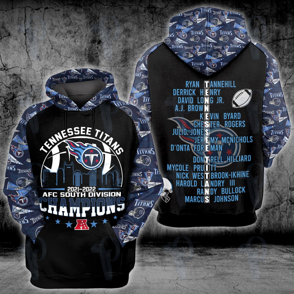 Tennessee Titans 2021 2022 Afc South Division Champions Nfl 3D All Over Printed Sweatshirt, Hoodie, Zip Hoodie | Nfl Fan Gear For Men, Women