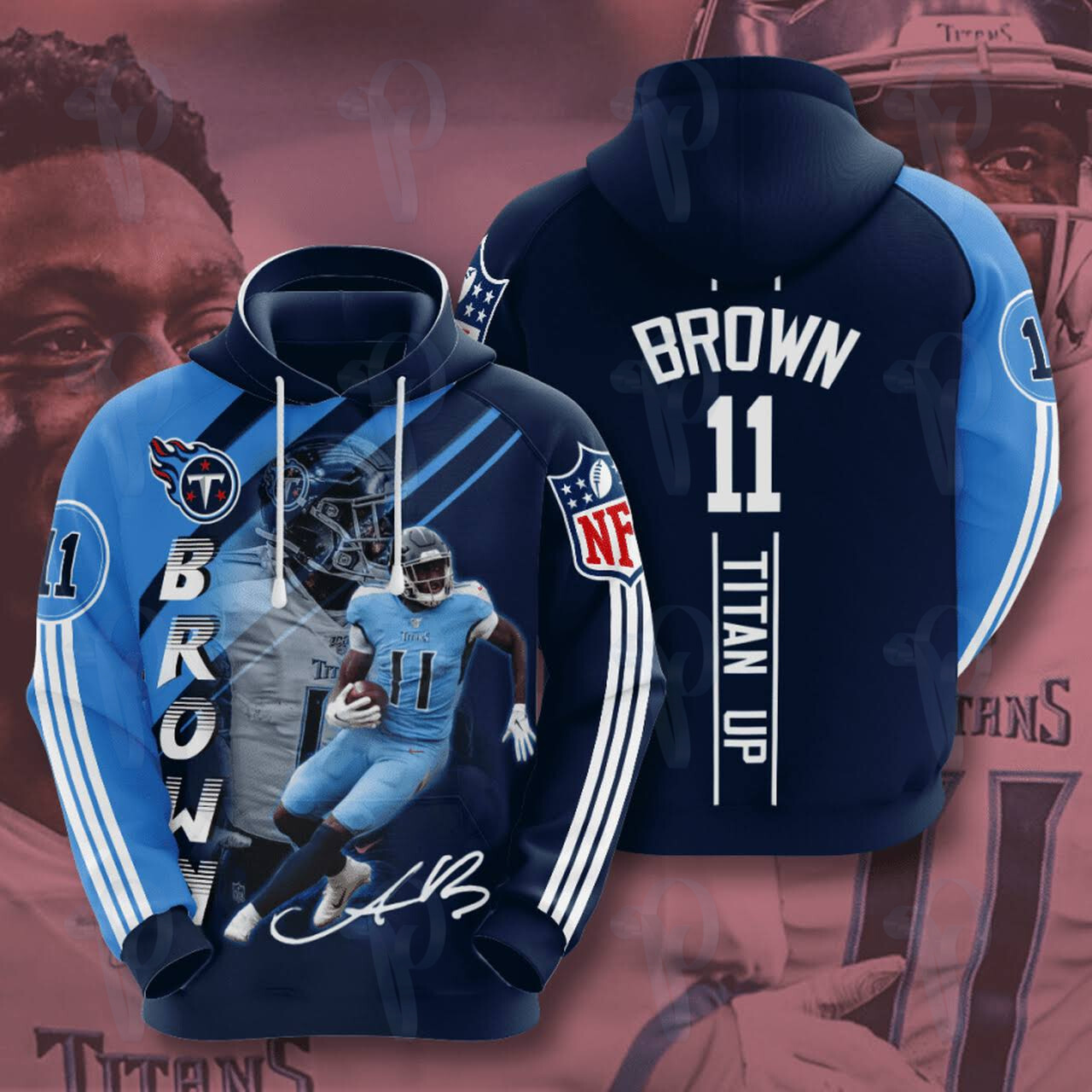 Tennessee Titans Aj Brown Nfl 3D All Over Printed Sweatshirt, Hoodie, Zip Hoodie | Nfl Fan Gear For Men, Women