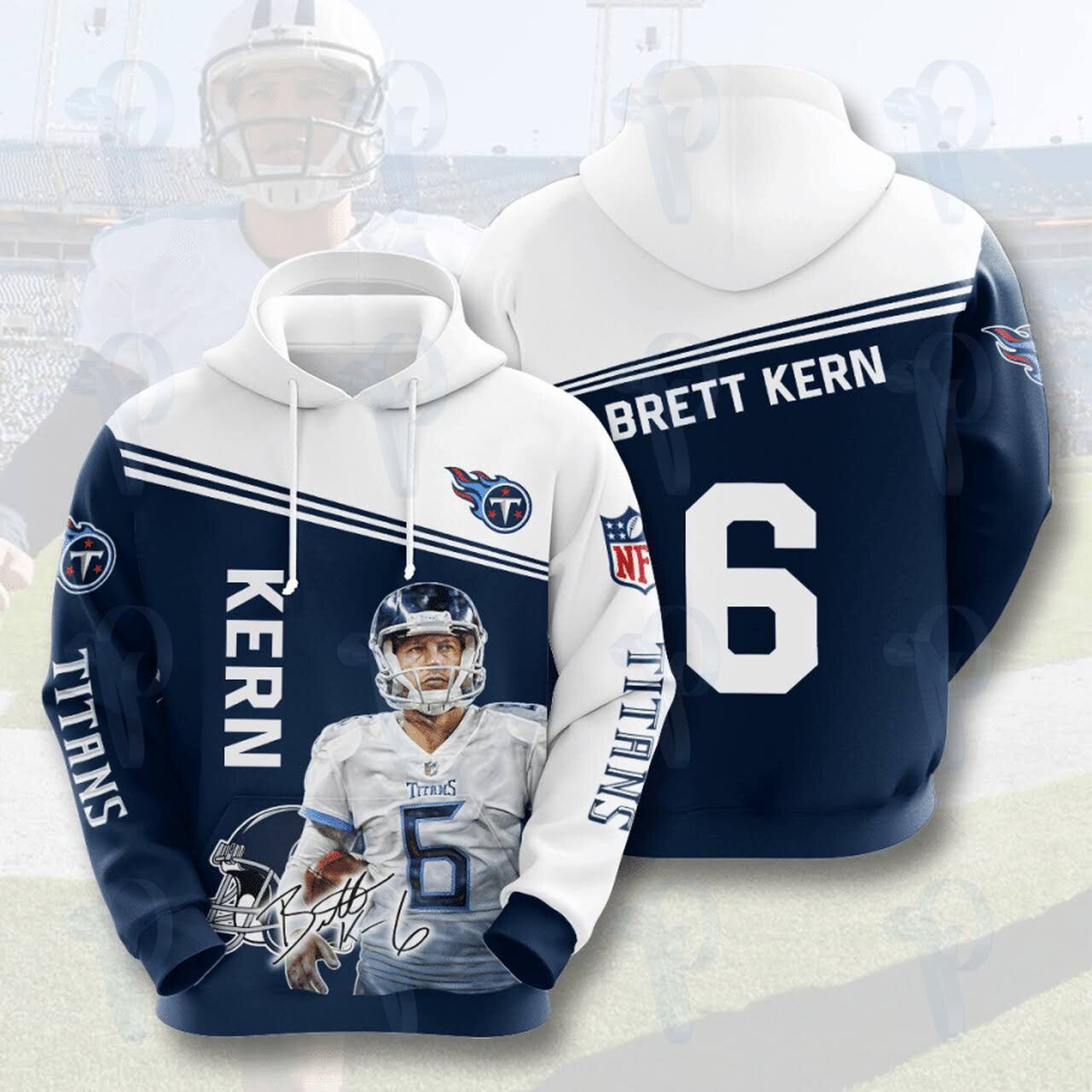 Tennessee Titans Brett Kern Nfl 3D All Over Printed Sweatshirt, Hoodie, Zip Hoodie | Nfl Fan Gear For Men, Women
