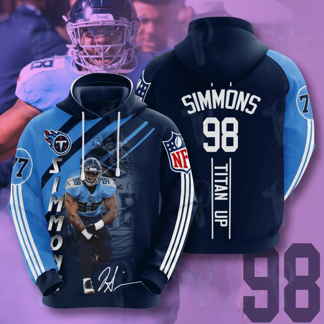 Tennessee Titans Jeffery Simmons Nfl 3D All Over Printed Sweatshirt, Hoodie, Zip Hoodie | Nfl Fan Gear For Men, Women