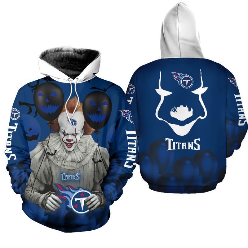 Tennessee Titans Pennywise The Dancing Clown It Hallowen 3D All Over Printed Sweatshirt, Hoodie, Zip Hoodie | Nfl Special Edition Fan Gear For Men, Women