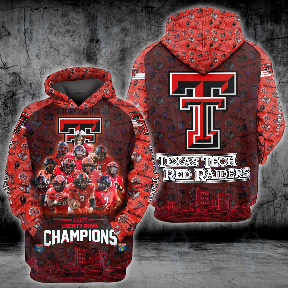 Texas Tech Red Raiders 2021 Liberty Bowl Champions Ncaa Football 3D All Over Printed Sweatshirt, Hoodie, Zip Hoodie | Nfl Fan Gear For Men, Women