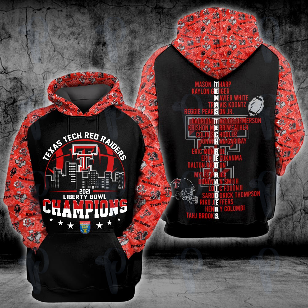 Texas Tech Red Raiders 2021 Liberty Bowl Champions Ncaa Football 3D All Over Printed Sweatshirt, Hoodie, Zip Hoodie | Nfl Fan Gear For Men, Women