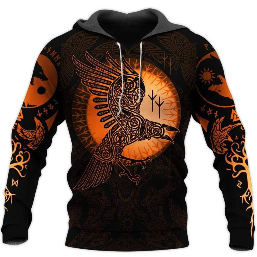 The Raven Of Odin In A Celtic Viking Tattoo 3D All Over Printed Sweatshirt, Hoodie, Zip Hoodie | Fan Apparel For Men, Women