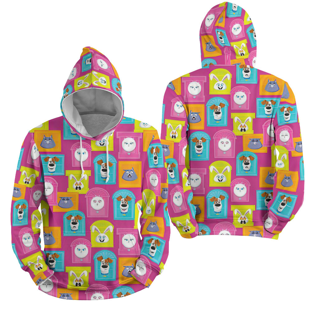The Secret Life Of Pets Colourful 3D All Over Printed Sweatshirt, Hoodie, Zip Hoodie | Fan Apparel For Men, Women