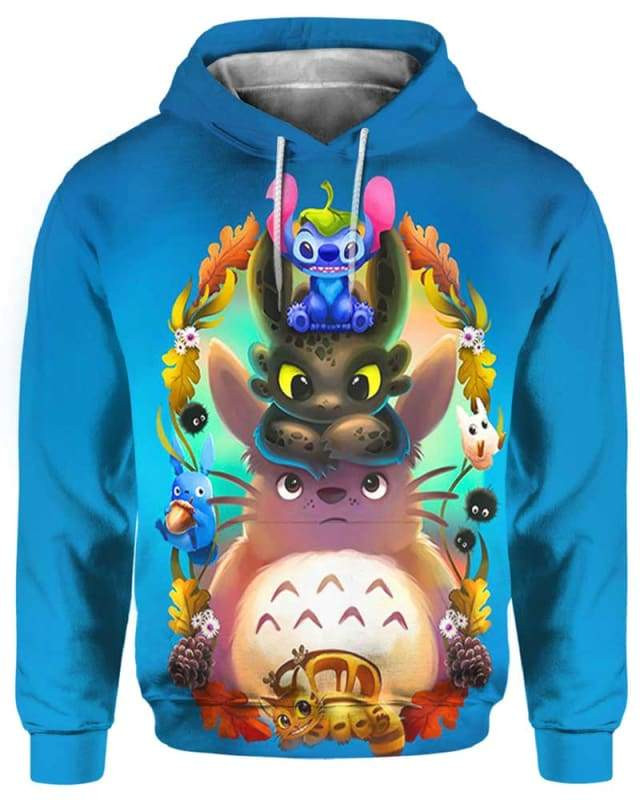 Totoro And Friends 3D All Over Printed Sweatshirt, Hoodie, Zip Hoodie | Fan Apparel For Men, Women