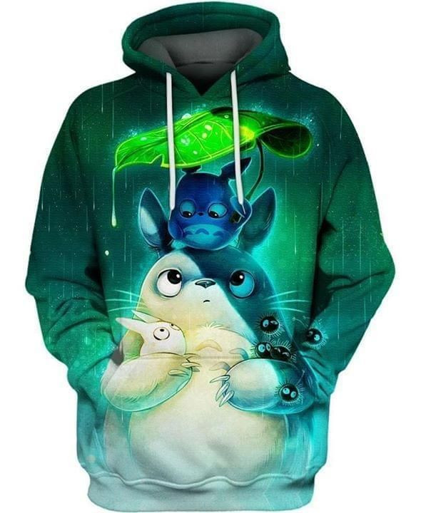 Totoro In The Rain 3D All Over Printed Sweatshirt, Hoodie, Zip Hoodie | Fan Apparel For Men, Women