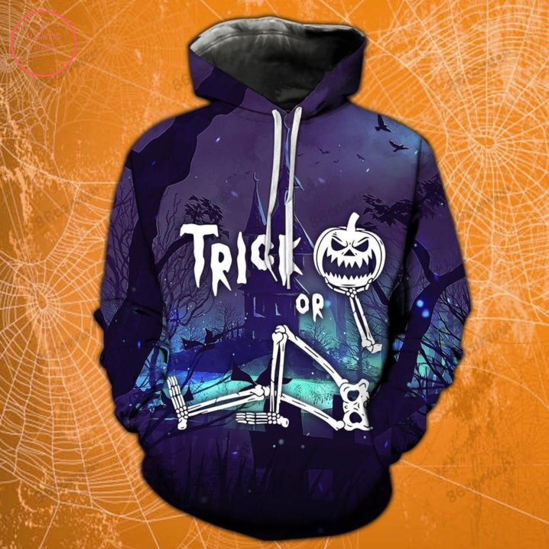 Trick Or Treat Skeleton Blue Halloween 3D All Over Printed Sweatshirt, Hoodie, Zip Hoodie | Special Edition Fan Apparel For Men, Women