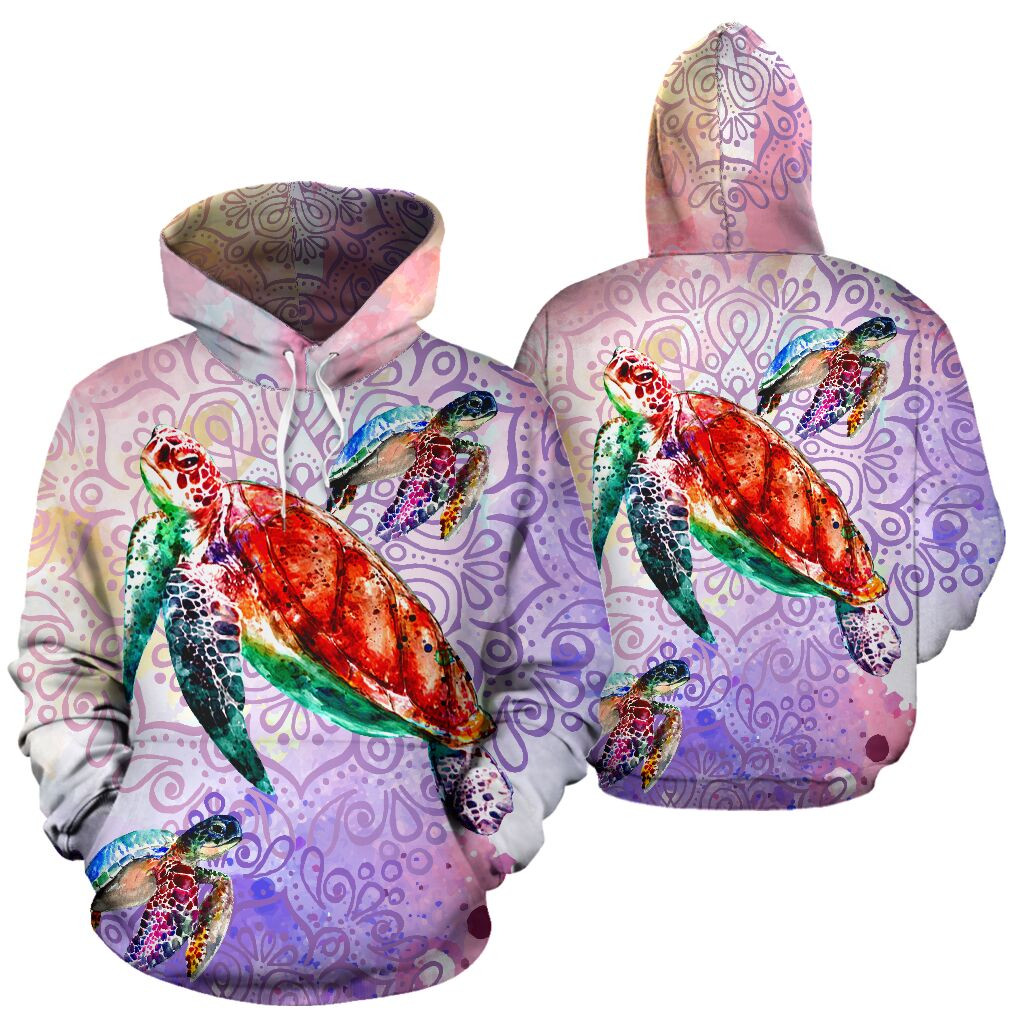 Turtle Cute Mandala 3D All Over Printed Sweatshirt, Hoodie, Zip Hoodie | Fan Apparel For Men, Women