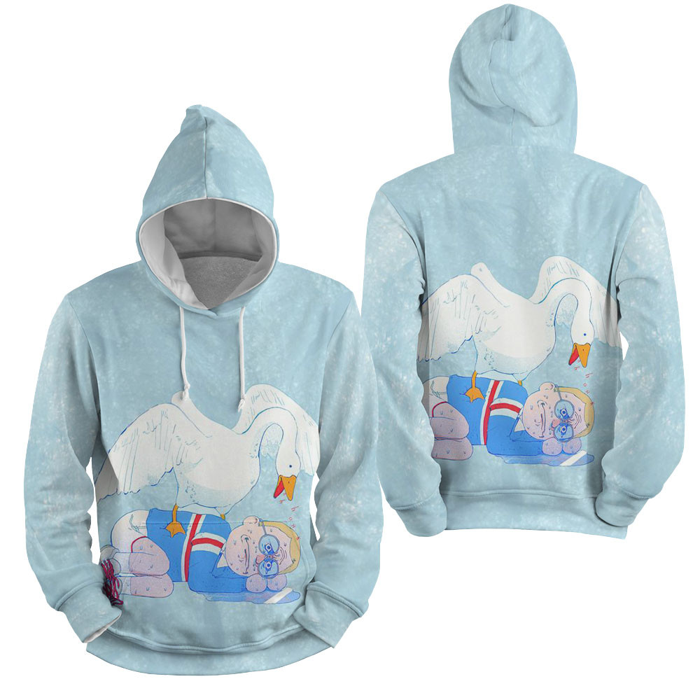 Untitled Goose Game - The Goose Threatening A Boy 3D All Over Printed Sweatshirt, Hoodie, Zip Hoodie | Fan Apparel For Men, Women