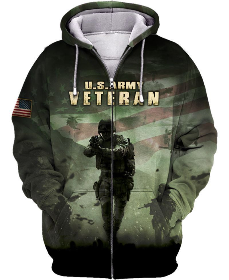 Us Army Veteran American Flag Unisex Zip 3D All Over Printed Sweatshirt, Hoodie, Zip Hoodie | Fan Apparel For Men, Women
