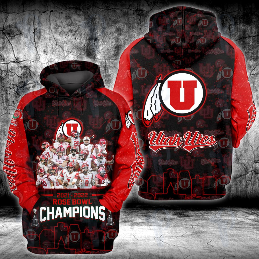 Utah Utes 2021 2022 Rose Bowl Champions Ncaa Autographed 3D All Over Printed Sweatshirt, Hoodie, Zip Hoodie | Fan Apparel For Men, Women