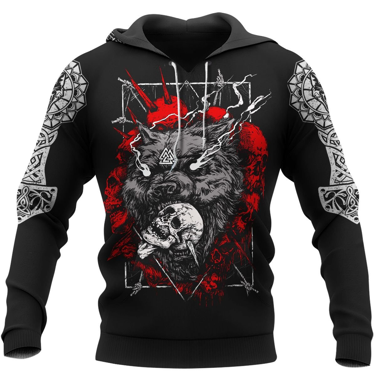 Viking Odin Fenrir Wolf And Skull 3D All Over Printed Sweatshirt, Hoodie, Zip Hoodie | Special Edition Fan Apparel For Men, Women