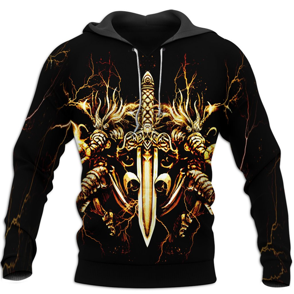 Viking Valkyrie Shrouded In Golden Lightning 3D All Over Printed Sweatshirt, Hoodie, Zip Hoodie | Nhl Fan Gear For Men, Women